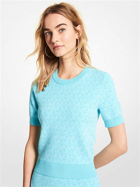 michael kors textured jacquard short sleeve tee blue|Logo Jacquard Short.